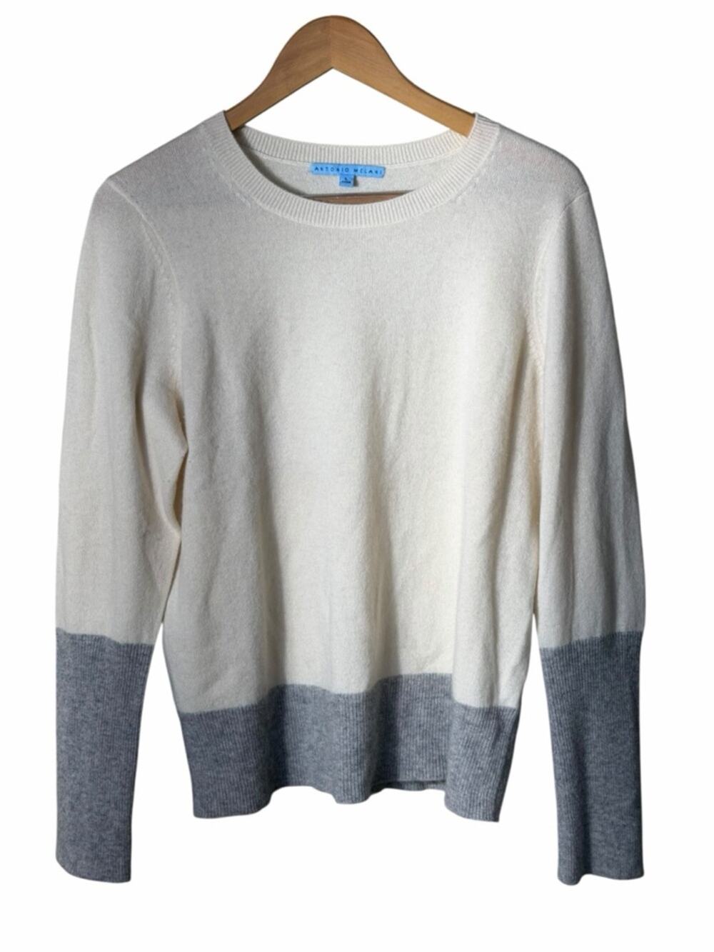 Antonio Melani 100% Cashmere Colorblock Crewneck Sweater Size Large Minimalist